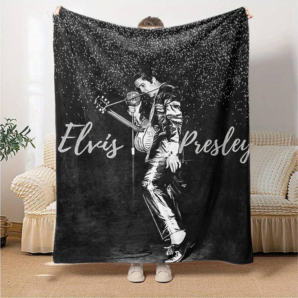 1ks Měkká flanelová deka Elvis Presley pro všechna roční období pro domácnost, kancelář, venkovní použitíOdolný komfort Měkká teplá deka pro domov