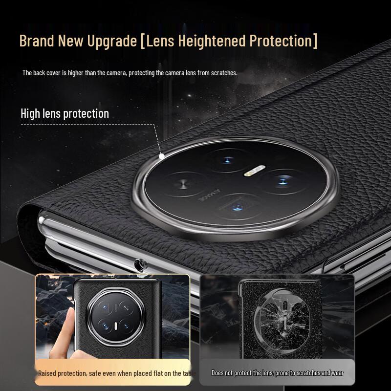 Honor Magic V6 Genuine Leather Flip Phone Case with Stand