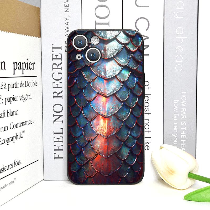 Creative Black Golden Scale Texture Printed Phone Case for iPhone 17 16 12 11 14 13 15 Pro Max Mini XS MAX XR 7 Plus Soft Cover