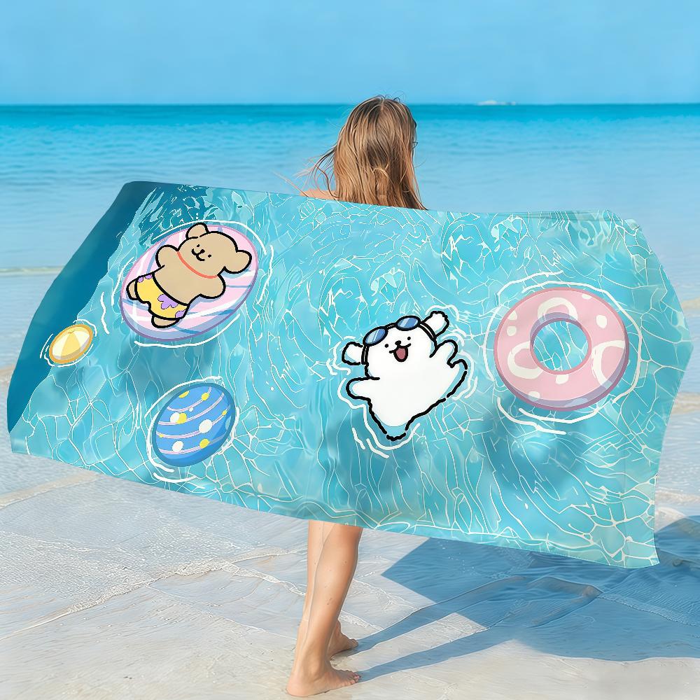 Cartoon Cute M-MalteseS Line Dog Towel Soft Lightweight Anti-Sand Large Beach Towel Quick-Drying Bath Sports Family
