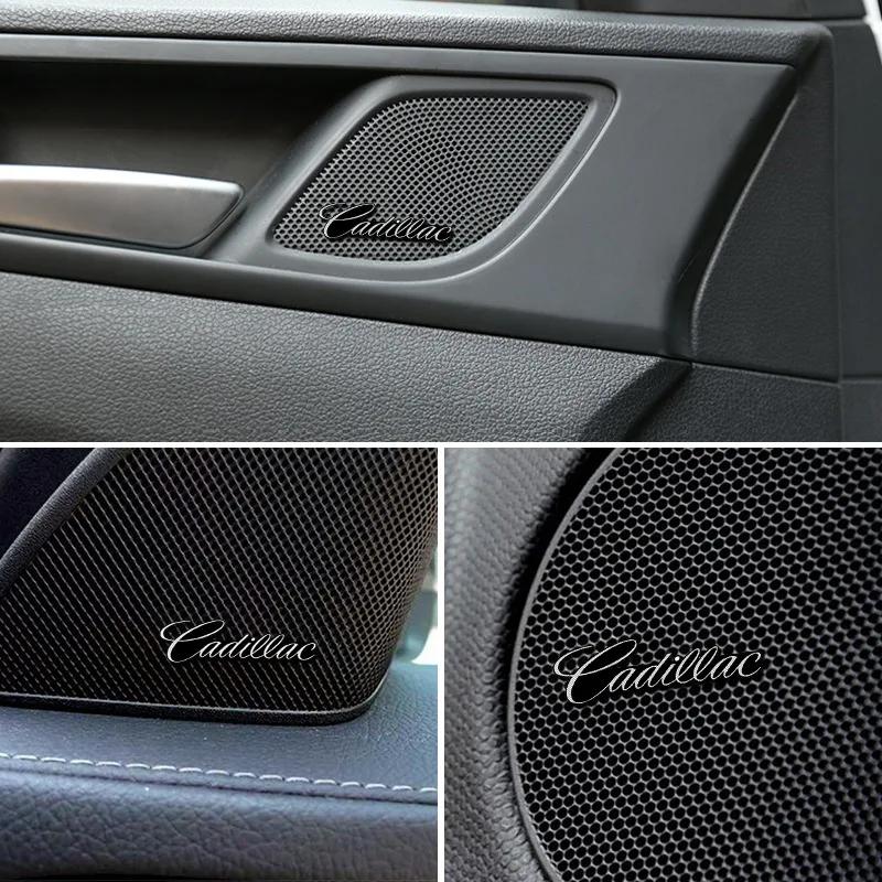 4pcs Car Audio Sound Speakers Stickers Decals  Styling for Cadillac Escalade Deville Seville XT5 XTS CTS BLS SLS Accessories