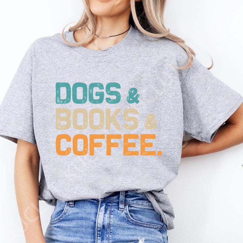Weekends Coffee and Dogs Trend Print T Shirt Short Sleeve Summer Clothes Women Clothing Fashion Graphic T-shirt Mom Tee Tops