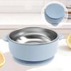Baby Feeding Bowl Stainless Steel Double Layer Rice Bowl with Suction Base BPA-Free Soup Bowl Double Handle Food Containers