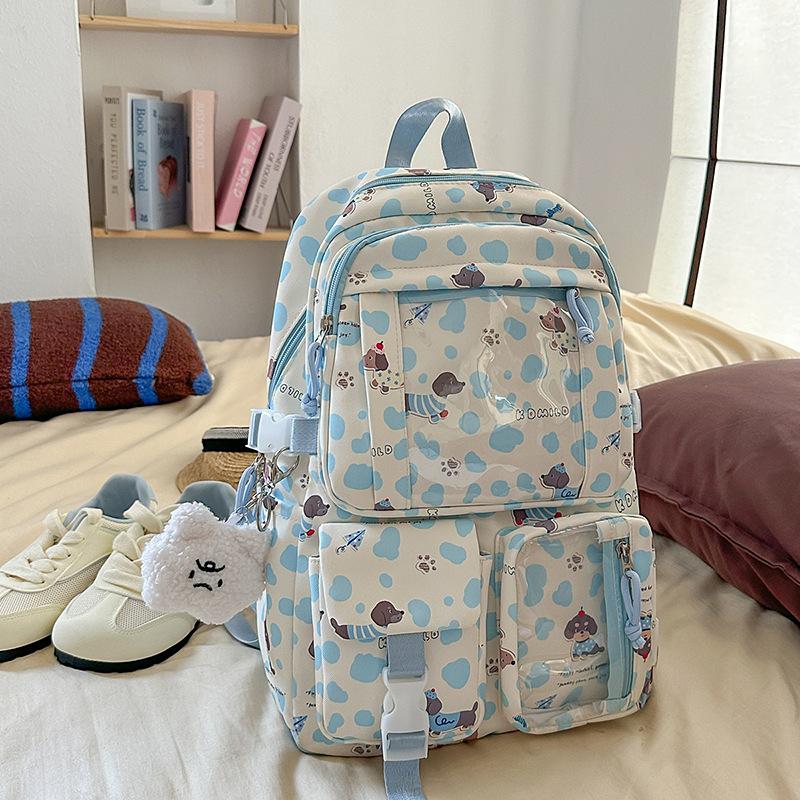 High-value summer new forest small fresh and sweet printed dog backpack Japanese cute backpack for primary and secondary school students