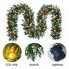 Artificial Christmas Garland with 50 LED Lights Battery Operated Prelit Greenery Garland with Pine Cones Red Berries for Mantle Staircase Doorway