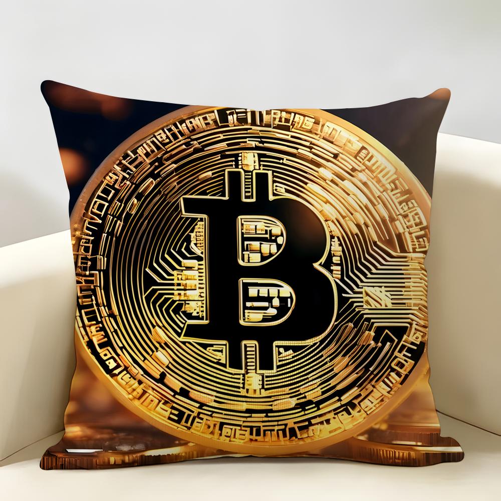 Cool Bitcoin Fashion Luxury Cushion Cover Natural Linen Organic Fabric DoubleSided Printing Room Sofa Decor Pillow Case