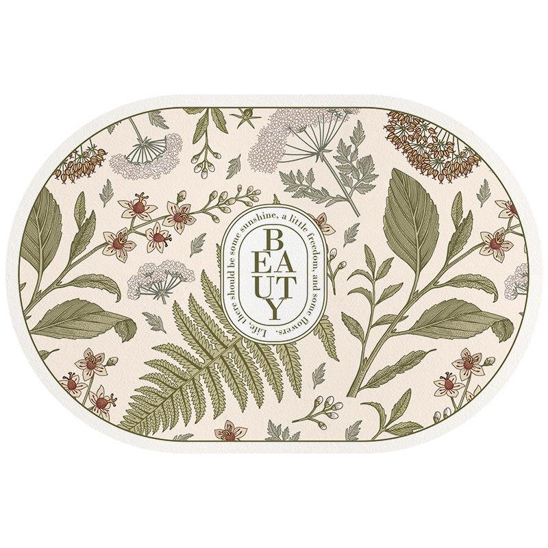 Fresh Floral Diatomaceous Earth Mat - Easy Clean Bathroom & Washbasin Floor Pad