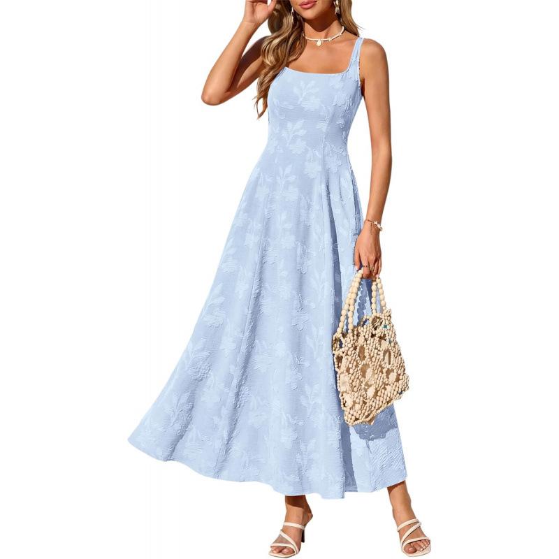 Spice Girl Style 2026 Summer Casual Premium Versatile Loose Lazy Sleeveless Square Neck Dress