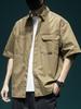 Summer Short Sleeve Cargo Shirts For Men American Work Attire Retro Absorbent Pure Cotton Shirt Double Chest Pockets