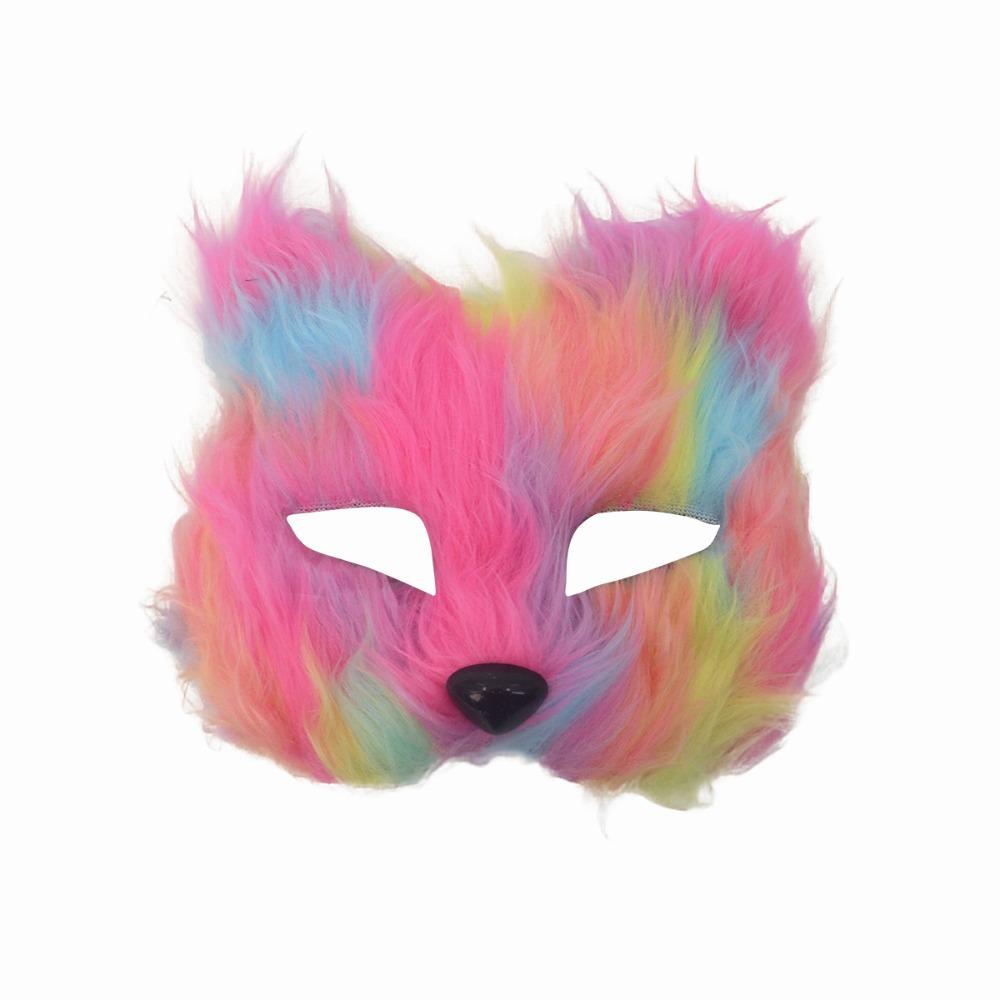 Cartoon Half Face Mask Animal Halloween Plush Masks Funny Eye Mask  Costume Party Supplies