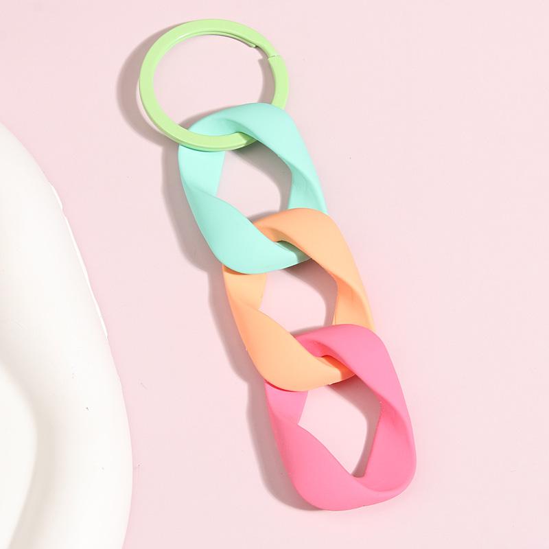 Colorful Acrylic Plastic Link Chain Keychain Creative Handmade Key Ring For Women Men Handbag Accessories DIY Friendship Gifts