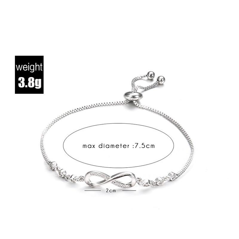 Sipengjel Fashion Stainless Steel Endless Love Infinity Chain Bracelets On Hand Adjustable Bracelets For Woman Party Jewelry
