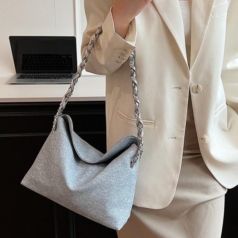 Spring new fashion casual armpit bag large capacity solid color commuter bucket tote bag