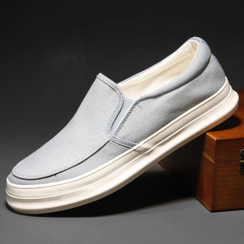 Leinenschuhe Herren Neu Atmungsaktive Freizeitschuhe Klassisch Vielseitig Trendig Dicke Sohle Bequem Low Top Canvas Herrenschuhe Sneaker