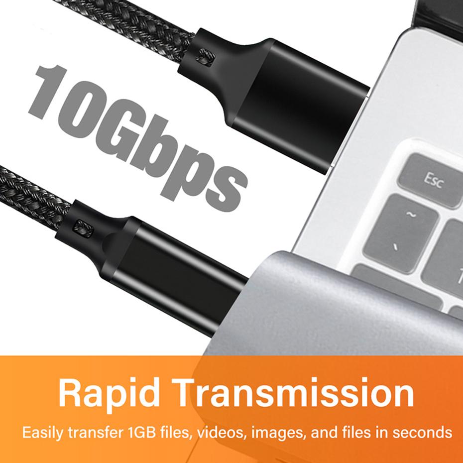 USB 3.2 Gen 2 Type A To C Data Transfer Charger Cable For iPhone 15 16 Macbook iPad Samsung High Speed Fast charge 1m 2m 3m Long