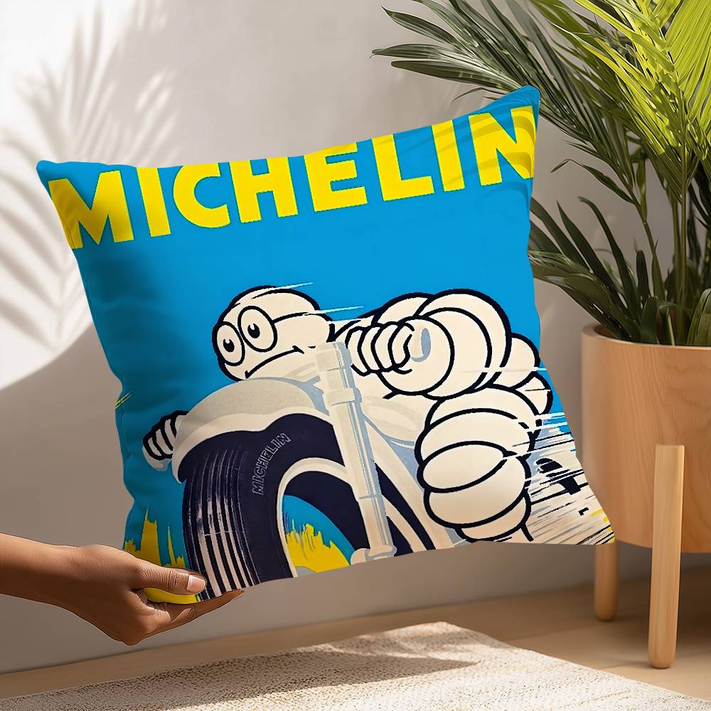 M-MichelinS T-Tyres Pillow Case Plush Fabric Soft  Pillowcase Double Sided Print Cushion Cover Household Gifts