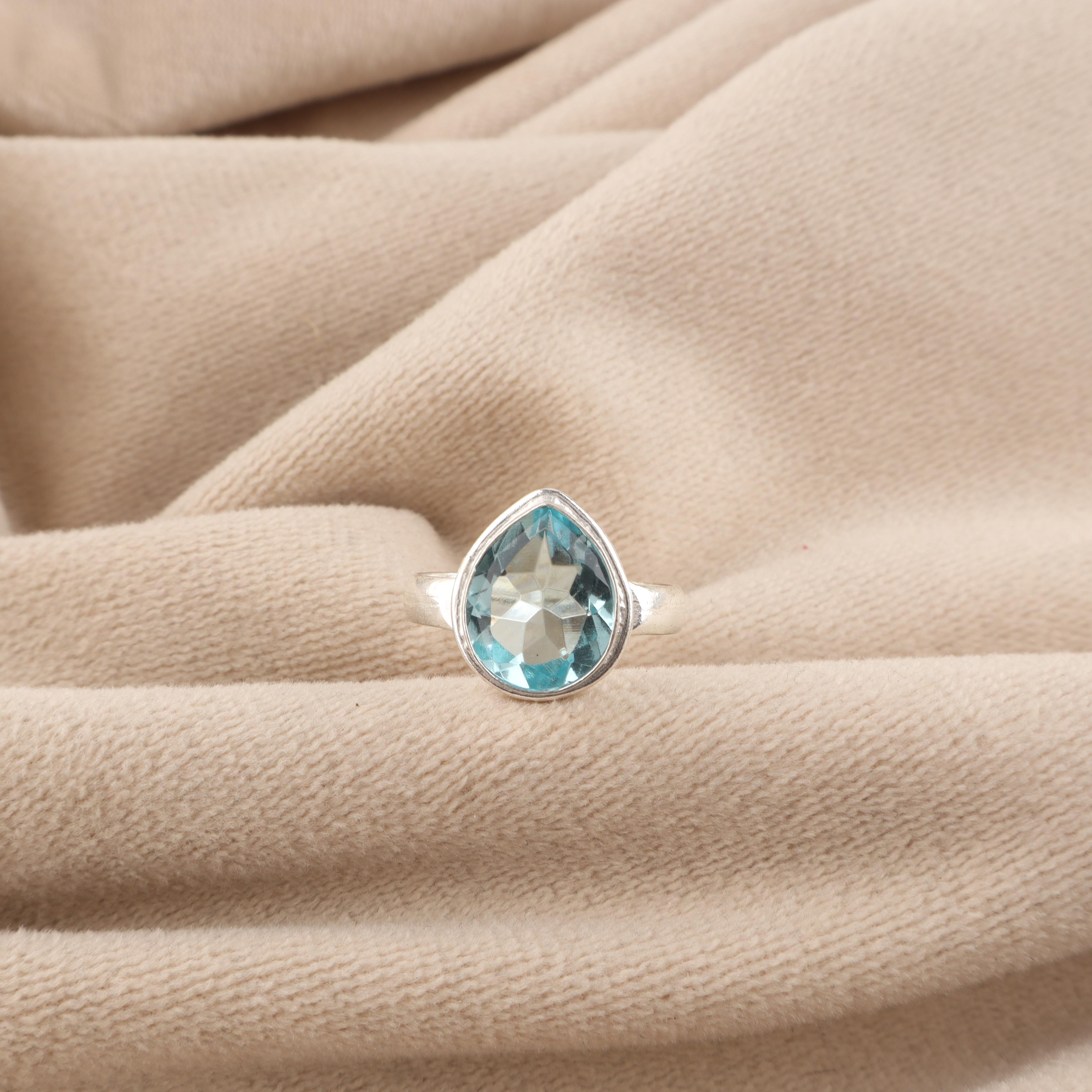 

Sky Blue Topaz Gemstone 925 Sterling Silver Designer Jewelry Handmade Ring Gift For Mother RR-76-14 4