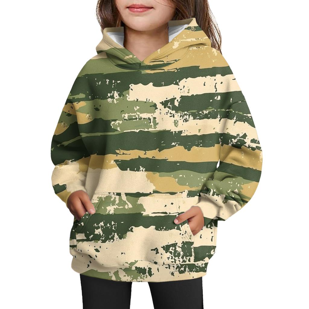 Girls' Hooded Tie- Sweatshirt - Pullover Print Top