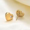 1 Pair of Niche Design Women's Fashion All-matching Titanium Steel Earrings Love Heart Studded Zirconium Earrings