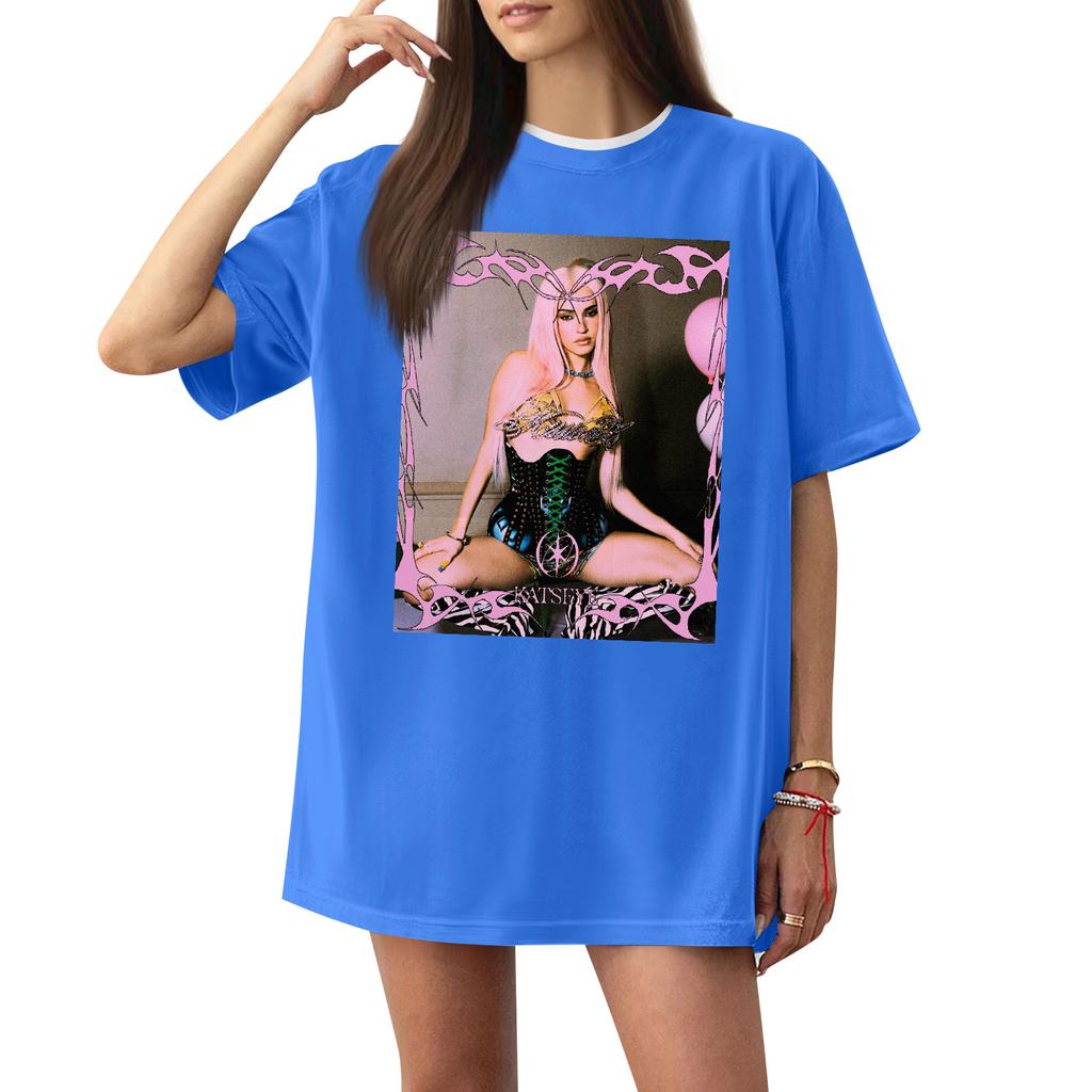 Women's Casual Printed T-Shirt Round Neck Pullover Short Sleeve Top