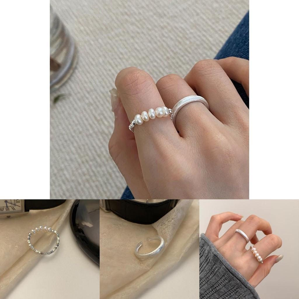 Chic Fall 2022 Collection Women's Geometric Ring With Pearl Accents Ideal For Daily Wear