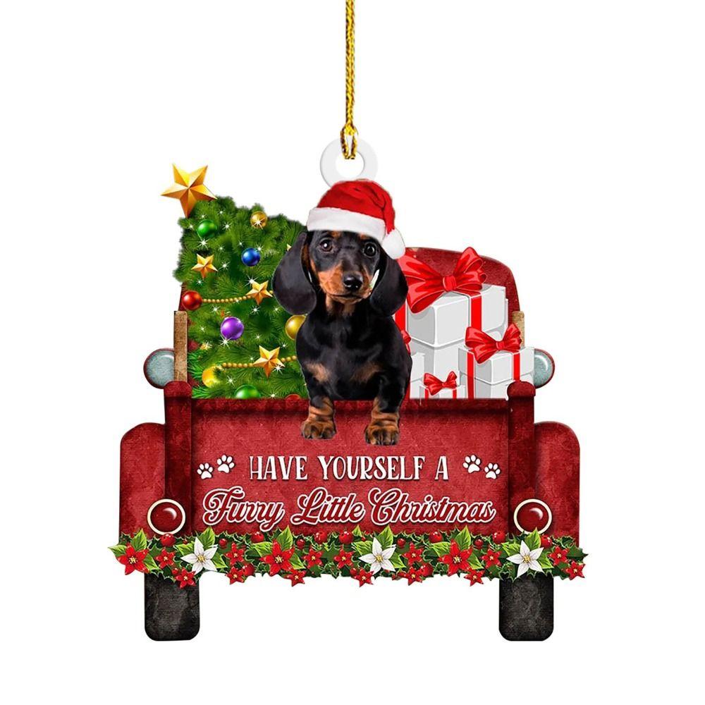 Acrylic Christmas Dachshund Pendant Craft Hanging Ornaments Christmas Dachshund Ornaments  Car