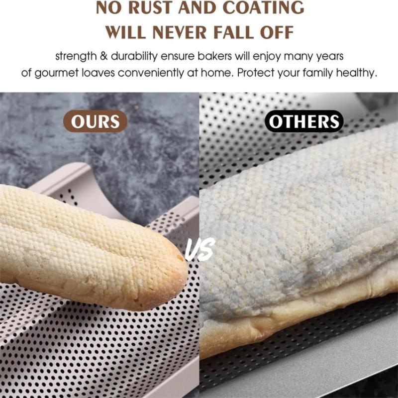 2/4 Wave Perforated French Bread Baking Pan Carbon Steel Baguette Pan French Bread Nonstick Loaves Loaf Cake Mold Baking Tools
