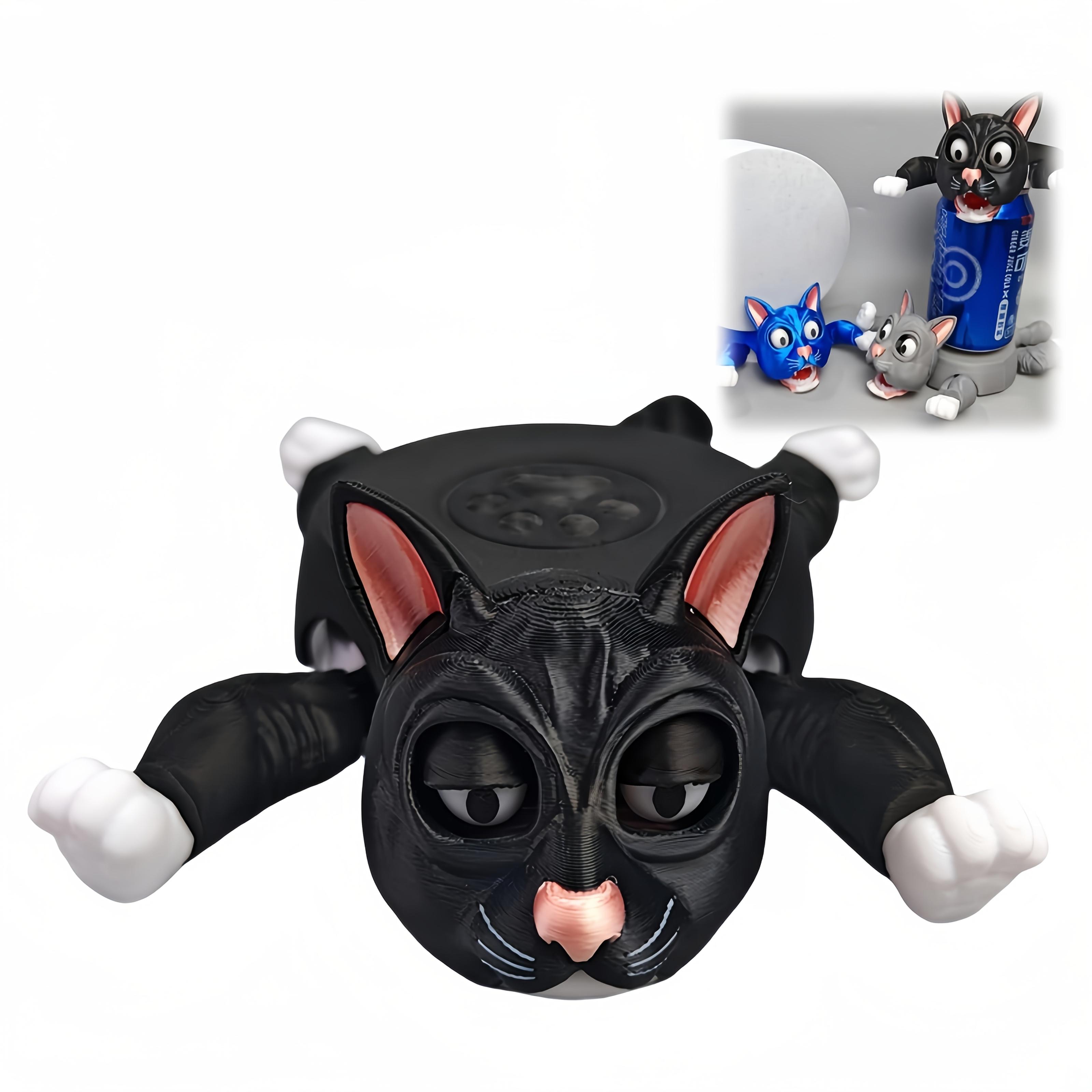 

1 шт. Подставка под чашку «Кошка-сюрприз» 3D-печать Нажми, чтобы широко открыть глаза, Веселье, Прочный пластик Нескользящая Термостойкая подставка для Хэллоуина Рождества Пасхи чёрный