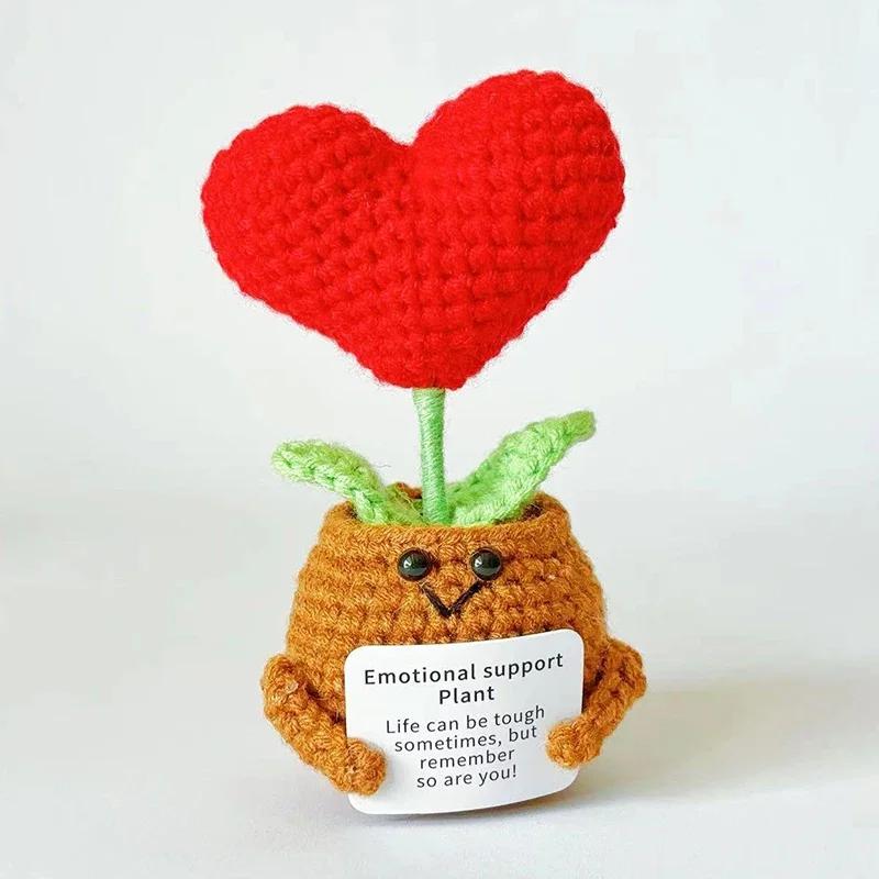 

Positive Energy Crochet Sunflower Doll Crochet Cacti Mini Funny Gift Handmade Knitted Dolls Ornament Home Dec office decoration