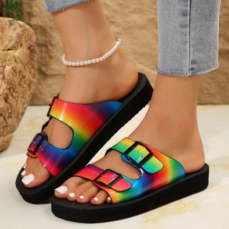 Thick-soled Slippers Women's Slippers Large Size Belt Buckle Light Foam Soft Bottom Color Slippers Women