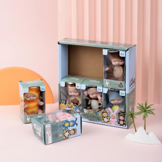 1/6/8Pcs Reborn Baby Doll with Plush Animal Clothes Realistic Movable Joints Educational Mini Sleeping