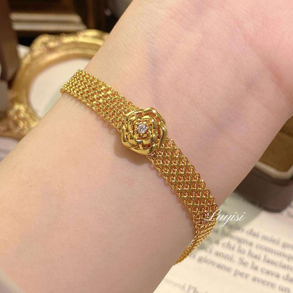 2026 Light Luxury Milan Nice Watch Strap Rose Bracelet Vintage Simple Ribbon Diamond Camellia Wristband Women
