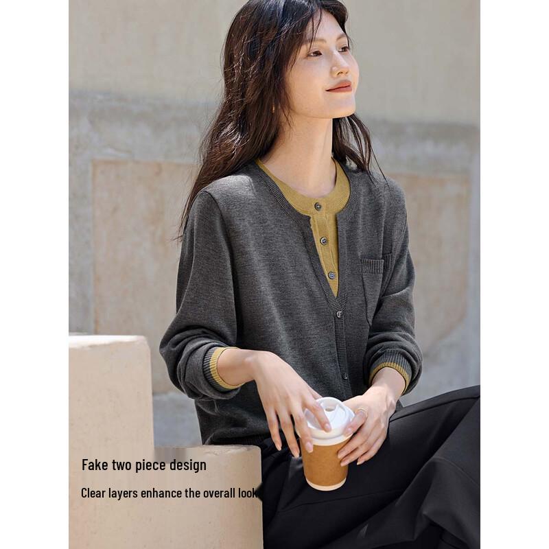 XWI Women's Faux Two-Piece Colorblock Knit Sweater