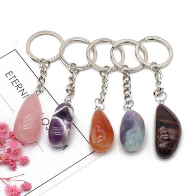 10Pcs, Energy Natural Stone Keychain Key Ring, Boho Irregular Crystal Gemstone Key Chain, Men Women Key Holder Jewellery Accessories Crafts Gifts