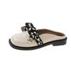 Baotou Half Slippers Women's Summer Wear Fashion Bow Round Head Retro Flat Bottom Without Heel Lazy Cool Slippers