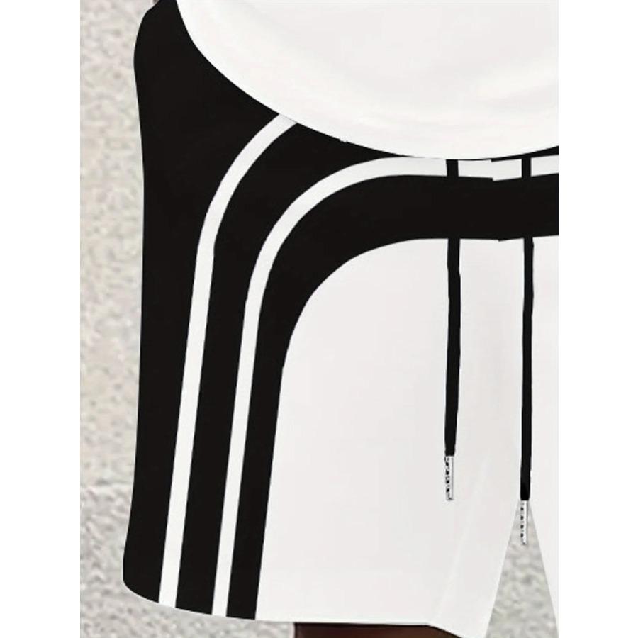2026 Summer Fashion Men's Stripe Printed Comfortable Breathable Round Neck T-shirt Shorts Set Outdoor High Street Clothing
