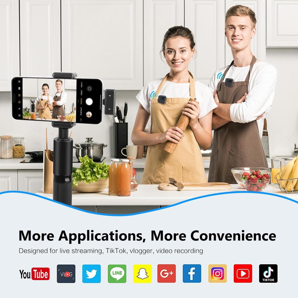 USB-C Wireless Lavalier Microphone with Noise Cancellation, for iPhone 15+/Android/PC/Camera, Vlogging, Live Streaming, Interview