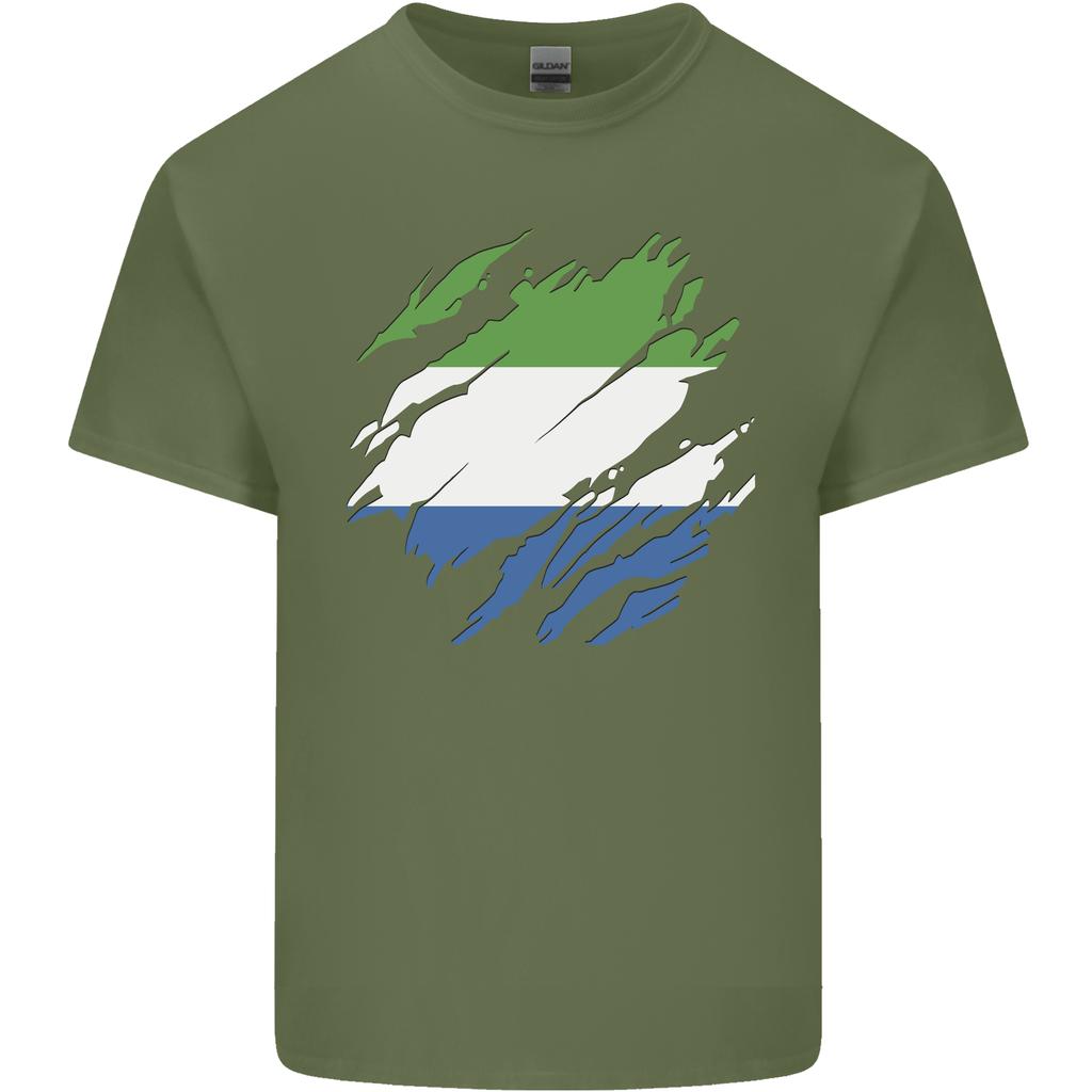 Torn Sierra Leone Flag Leonian Day Football Unisexs Light Cotton TShirt