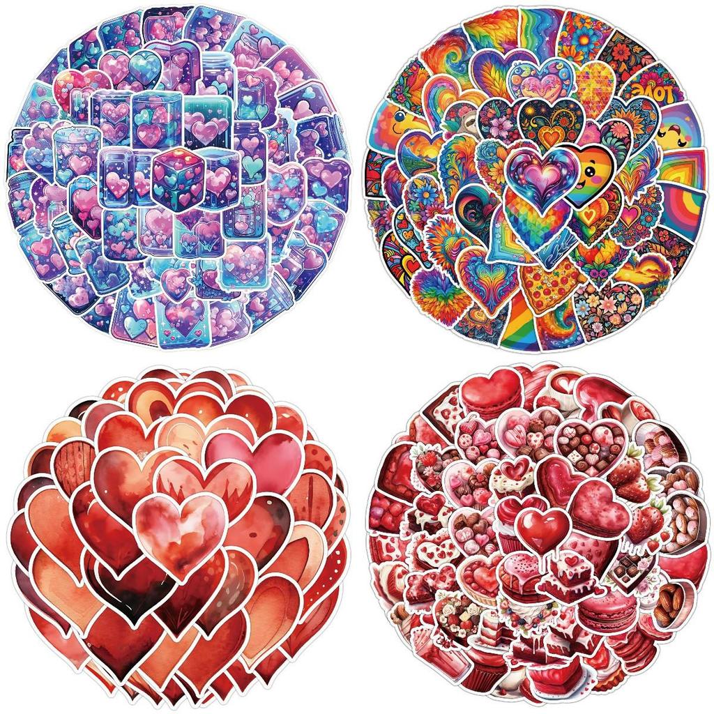 Valentine's Day Heart Graffiti Stickers: 50/100 Waterproof Decorative Stickers for Water Bottles & Computers