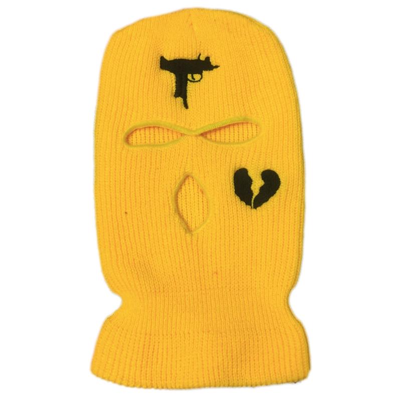 3-Hole Solid Color Embroidered Balaclava Knit Hat Face Mask Neck Gaiter Windproof Warm for Spring Fall Winter Daily Wear