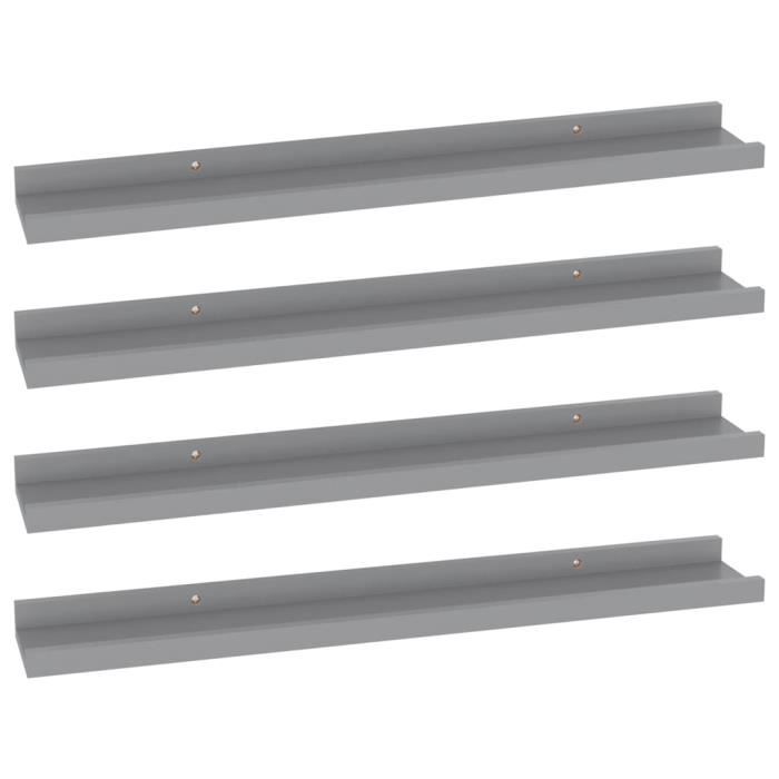 VidaXL Étagères murales 4 pcs Gris 60x9x3 cm