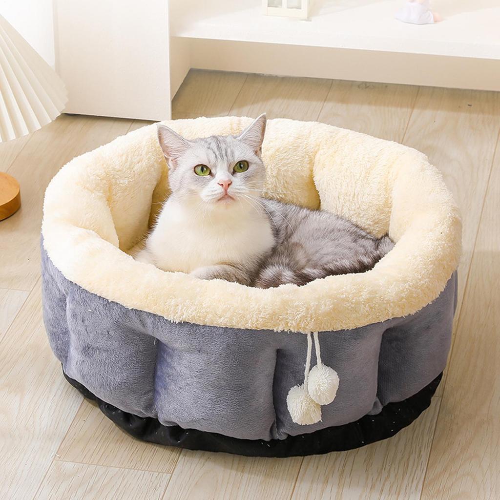 Cat Donut Bed Washable Calming Nest Small Cat Bed Plush Cushion For Puppy Small Dog Indoor Sleeping Living Room Balcony Home