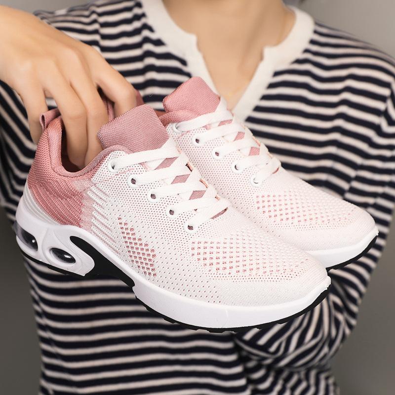 2025 autumn new casual women's shoes soft sole breathable versatile flying woven shoes sports running walking shoes mother shoes comfortable