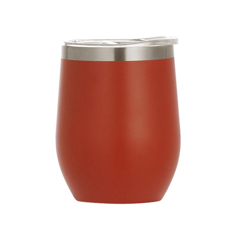12oz isoliertes Rotweinglas aus Edelstahl, rot lackiert, mit Eierbecher-Design und individueller Logo-Option