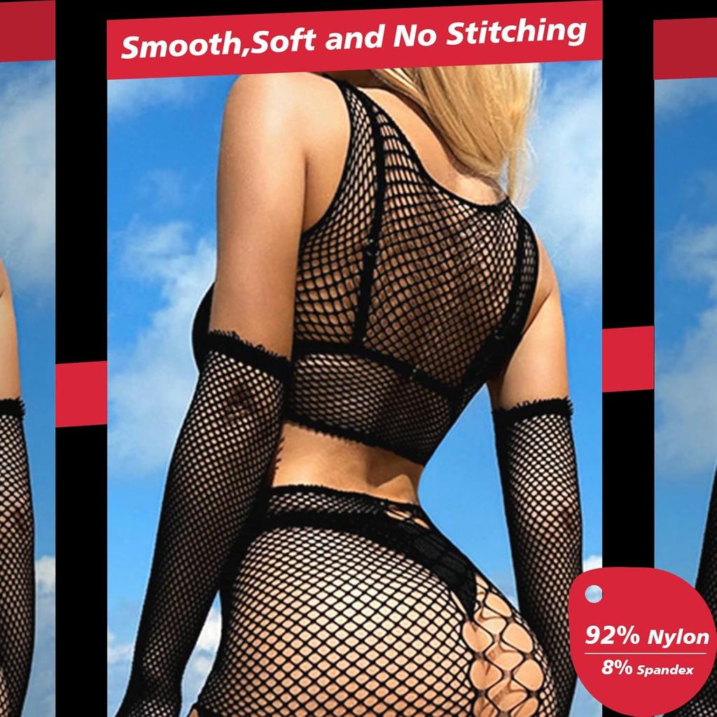 Sexy Lingerie for Women Naughty Fishnet Lingerie Set Bodysuit Outfits Teddy Sheer Mesh Erotic