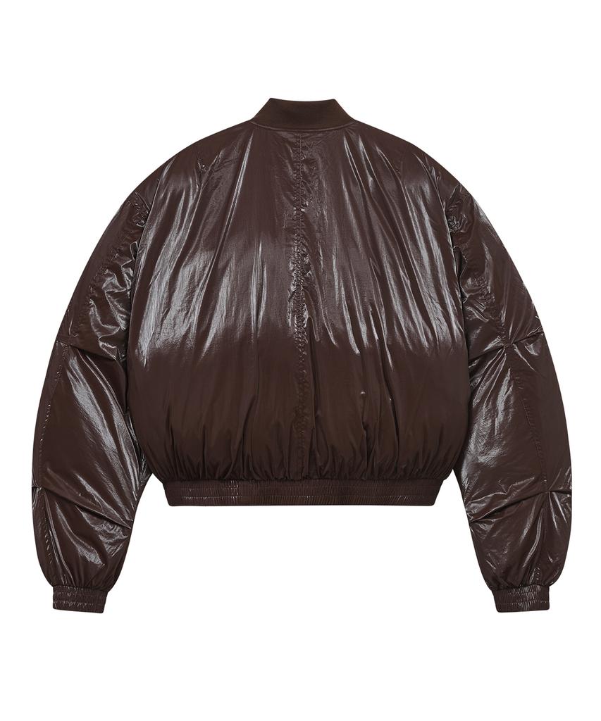 Ironyporno Whiteline 86-Iro342 Essential Balloon Glossy Ma-1 Short Padded Jacket Brown