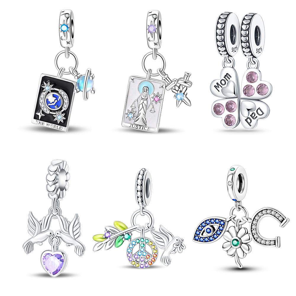 Plated 925 Silver dove of peace Charms Fit 925 Charms Bracelet Beads Jewelry Gifts for Women