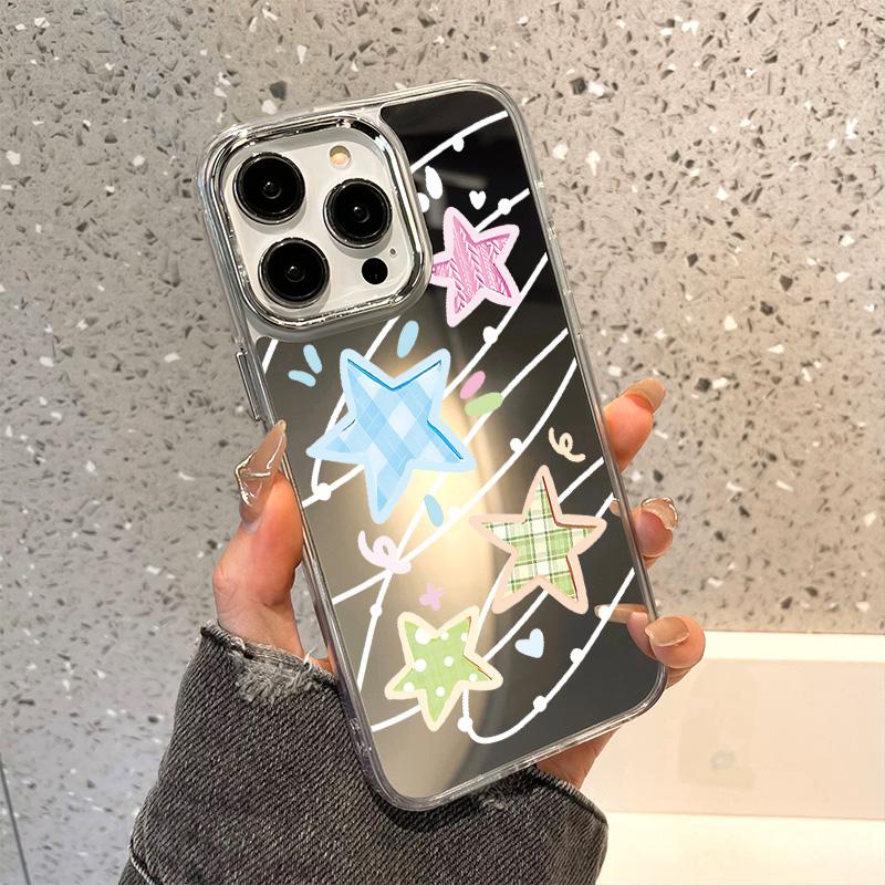 Handyhüllen für iPhone 11 13 XR 15 Pro Max 12 14 Pro Max Hülle iPhone 16 XS Max Spiegel Schutzhülle Mirror Exquisite Cartoon Wasserdicht