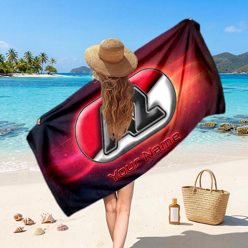 AZ Alkmaar Benutzerdefiniertes Strandtuch, Personalisierter Namens-Textdruck, Fußballlogo Weiches Schnelltrocknendes Handtuch Urlaubsgeschenk