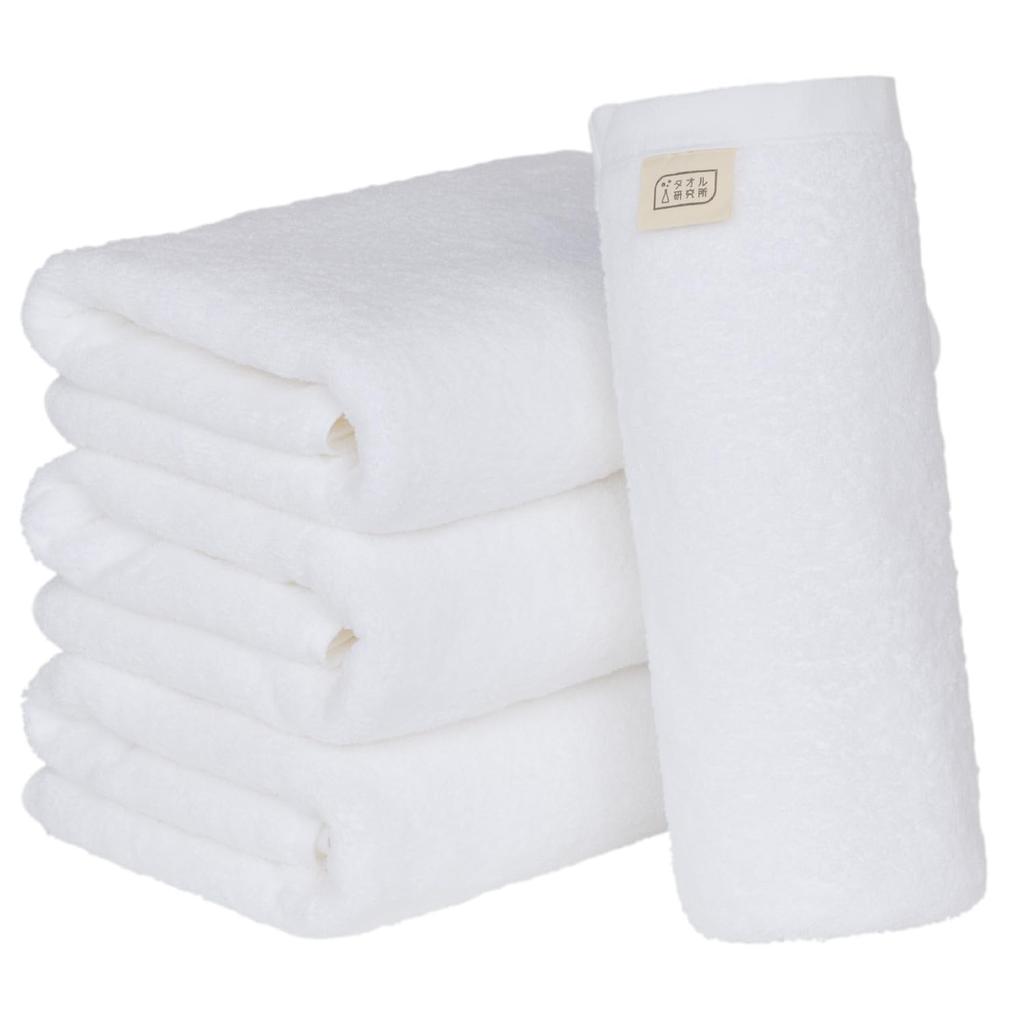 Towel Laboratory Bath Salt Set of Professional Fast JapanTechnology [Toughness PRO] #005 Towels, White, 4, Grade, Thick, Volume, Long-Lasting,